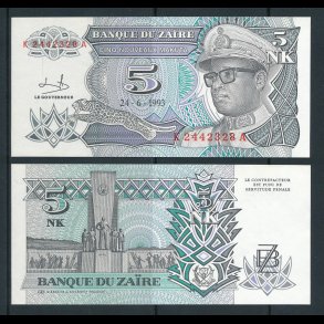Zaire, 5 Nouveaux Za�res, 1624/a, *