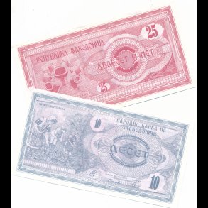 Makedonien, 10 og 25 denar, 1992, 1529,*