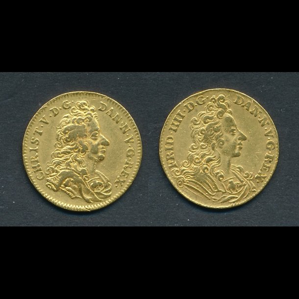 (1699), Frederik IV, 2 dukat, uden r, tronskifte Christian V og Frederik IV, gulddukat,