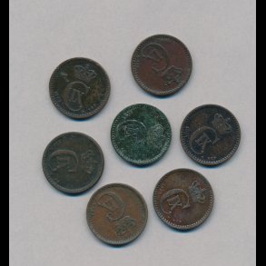 1889 - 1904, samling 1 re, 1+, 7 forskellige,