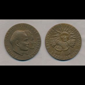 1968, Prinsesse Benediktes bryllup med Prins Richard p Fredensborg, bronze medalje,