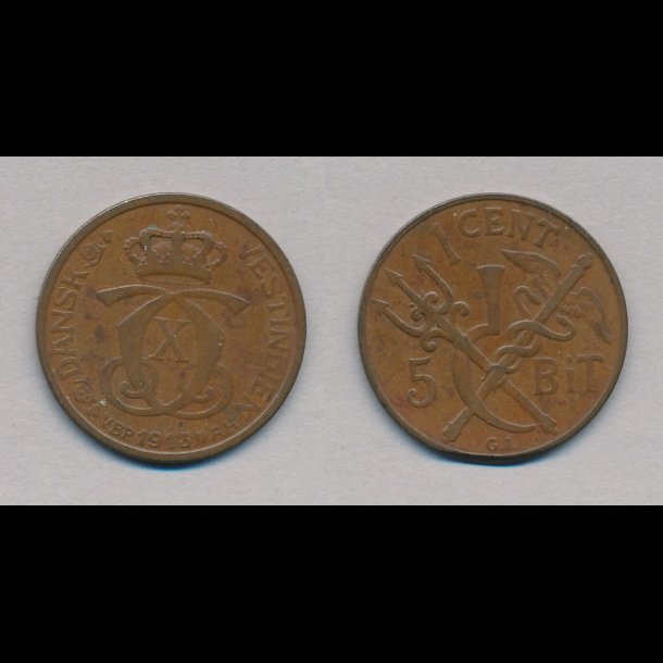 1913, Dansk Vestindien, 1 cent, 1,