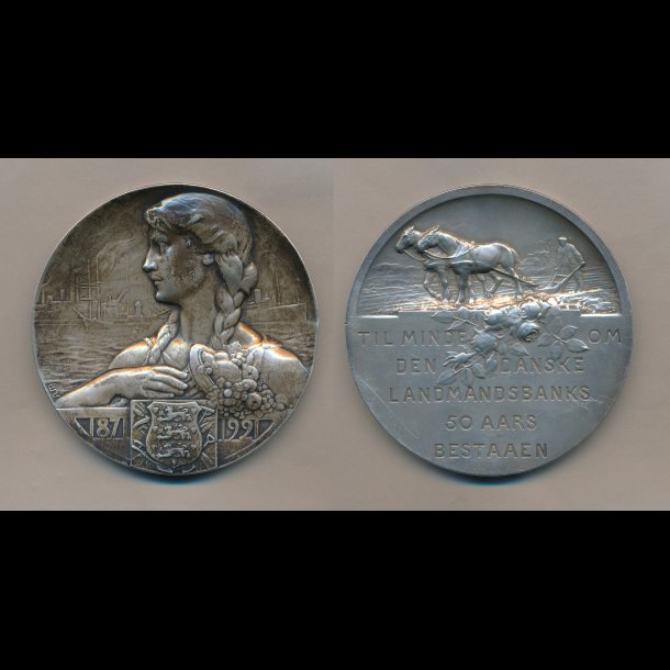 1921, Minde medalje i slv, Den Danske Landmandsbanks 50 aars bestaaen,