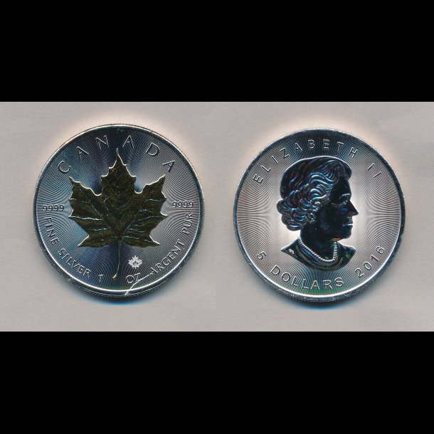 2016, Canada, Maple Leaf, 5 dollars, 1 oz slv med guld,