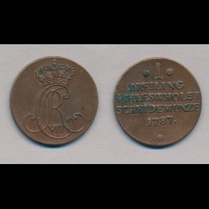 1787, Christian VII, 1 dreiling, 1+, rust,
