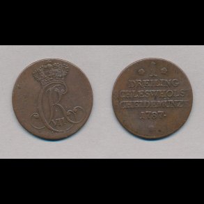 1787, Christian VII, 1 dreiling, 1+, 