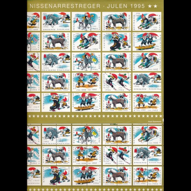 Samling ufoldede takket/utakket juleark, 1988-1999, ialt 24 ark, Nedsat fra 450,-kr, 5022,