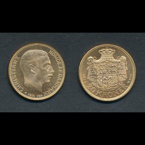 1914, Christian X, 20 kroner, 0, guldm�nt, 