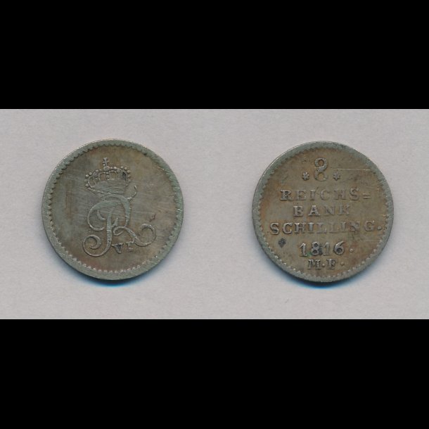 1816, Frederik VI, 8 reichs bank schilling, 1, H 31A,