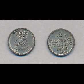1836, Frederik VI, 2 rigsbank skilling, 1+, H34,