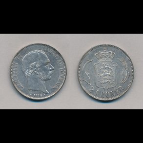 1876, 2 kroner, slvmnt, 1++,