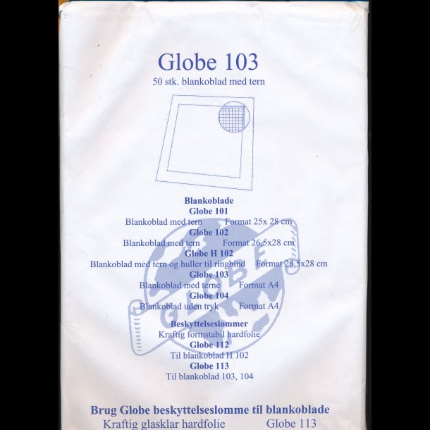 Globe 103 blankoblade med tern, A4 format,