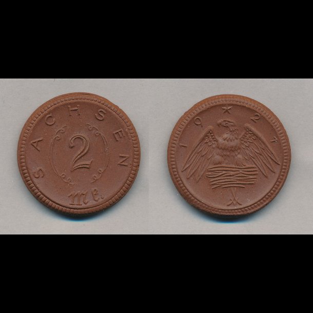 1927, Tyskland, porceln mnt, 2 Sachsen, notgeld, ndpenge,