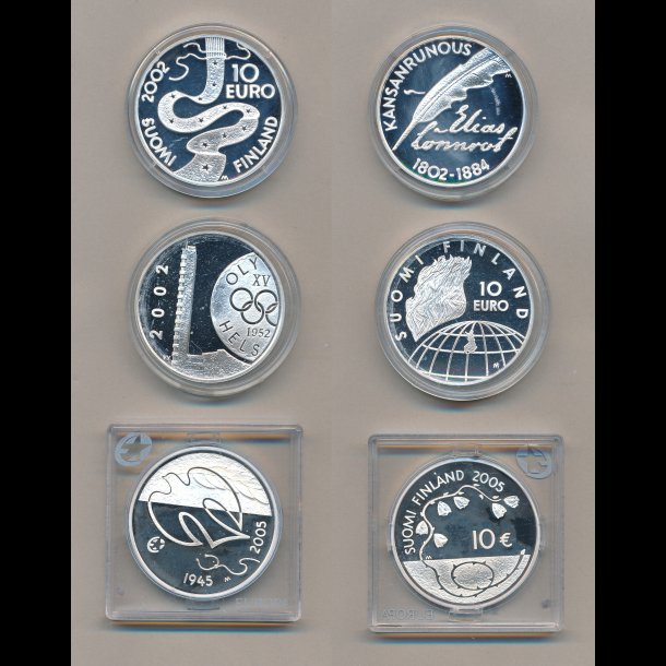 Finland, 3 x 10 euro, 2002-2002-2005, slvmnter