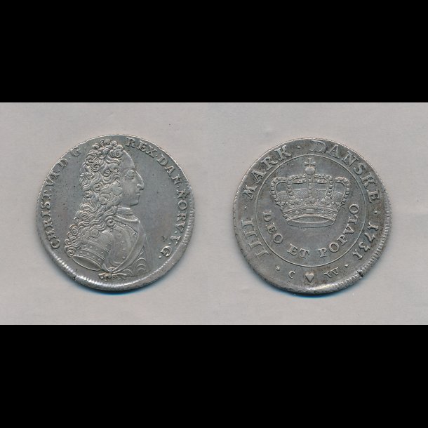 1731, Christian VI, 1 krone, 4 mark, 1+, H4,