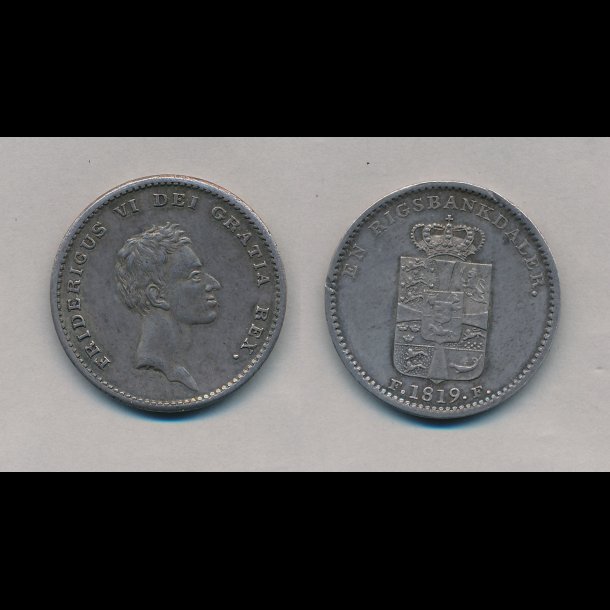 1819, Frederik VI, 1 rigsbankdaler, 0 / 01, H 24E,