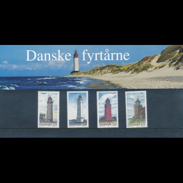 24, Danske fyrtrne, Souvenirmappe, AFA 1124-27, katalogvrdi 120,-kr,