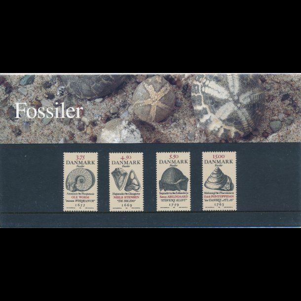 32, Fossiler, Souvenirmappe, AFA 1191-94, katalogvrdi 100,-kr,