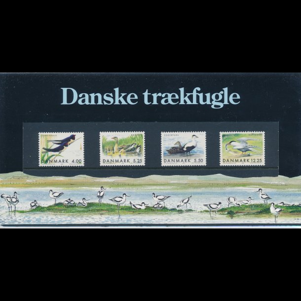 35, Danske trkfugle, Souvenirmappe, AFA 1222-25, katalogvrdi 75,-kr,