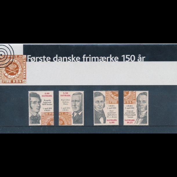 42, Frste danske frimrke i 150 r, Souvenirmappe, AFA 1276-79, katalogvrdi 85,-kr,