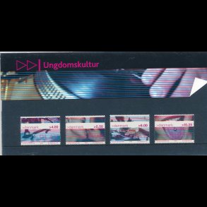 43, Ungdoms kultur, Souvenirmappe, AFA 1287-90, katalogv�rdi 55,-kr,