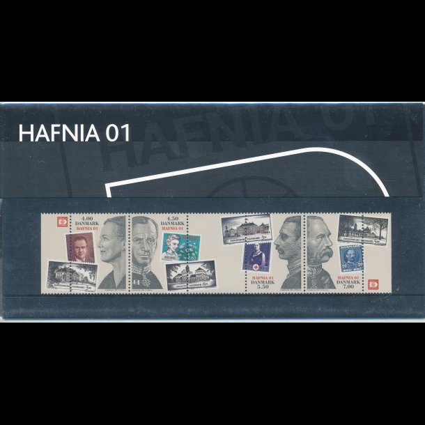 44, Frimrke udst. HAFNIA 01, Souvenirmappe, AFA 1294-97, katalogvrdi 100,-kr,