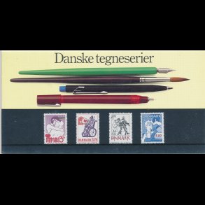 09, Danske tegneserier, Souvenirmappe, AFA 1028-31, katalogv�rdi 110,-kr,