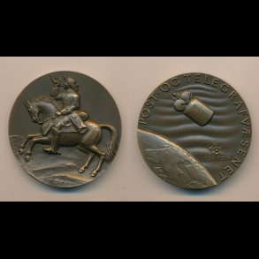 1974, Post- og Telegrafvsenet, 1624-1974, bronce medalje, Anders Nyborg, original omslag,