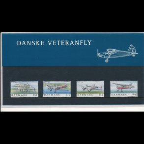 68, Danske veteranfly, souvenirmappe, AFA 1478-81, katalogv�rdi 70,-kr
