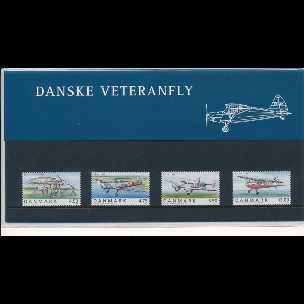 68, Danske veteranfly, souvenirmappe, AFA 1478-81, katalogvrdi 70,-kr