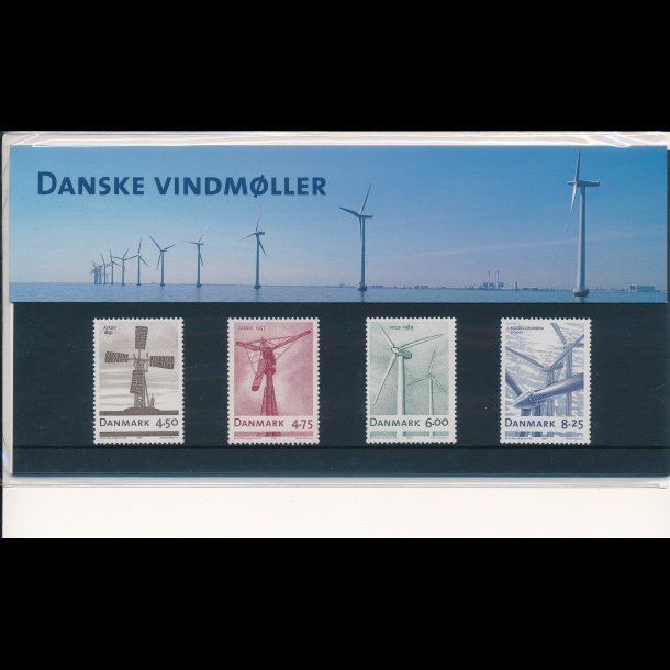 70, Danske vindmller, souvenirmappe, AFA 1492-95, katalogvrdi 55,-kr