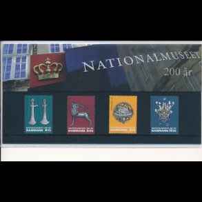 72, Nationalmuseet 200 �r, souvenirmappe, AFA 1501-04, katalogv�rdi 90,-kr