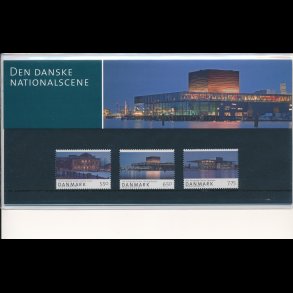 76, Den danske nationalscene, souvenirmappe, AFA 1526-28, katalogv�rdi 50,-kr