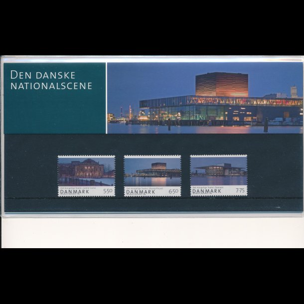 76, Den danske nationalscene, souvenirmappe, AFA 1526-28, katalogvrdi 50,-kr