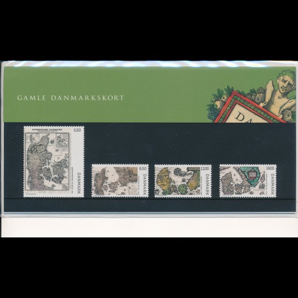 85, Gamle Danmarkskort, souvenirmappe, AFA 1585-88, katalogvrdi 95,-kr
