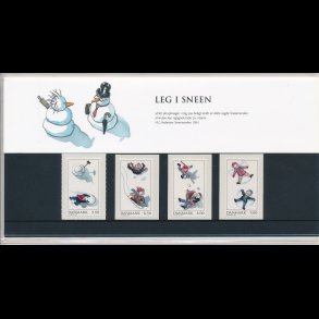 87, Leg i sneen, souvenirmappe, AFA 1595E-98E og 1599, katalogv�rdi 125,-kr