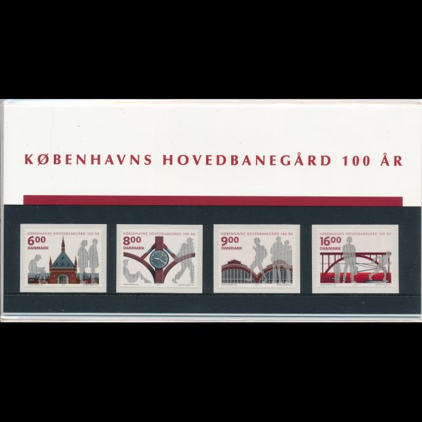 99, Kbenhavns Hovedbanegrd 100 r, souvenirmappe, AFA 1675-78, katalogvrdi 85,-kr