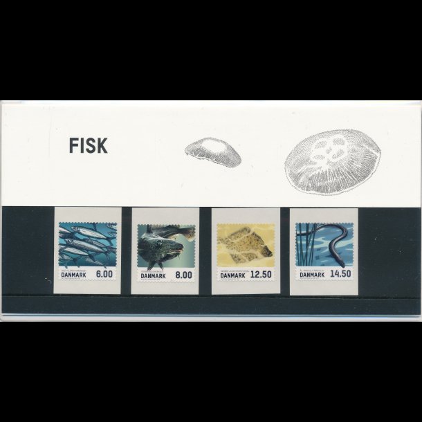 106, Fisk, souvenirmappe, AFA 1726-29, katalogvrdi 90,-kr