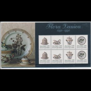 A, Flora Danica, souvenirmappe, AFA 966-69, 8 blok, katalogv�rdi 120,-kr
