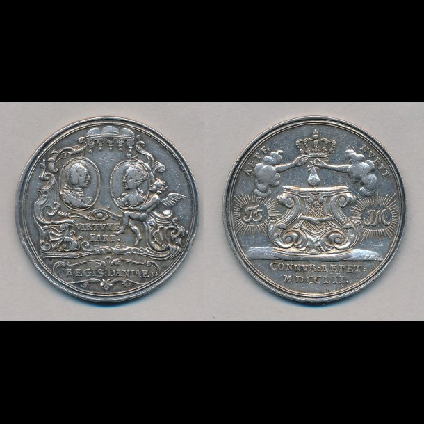 1752, Frederik V, slvmedalje af P.H.Goedecke, G419, 1+,