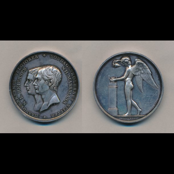 1831, Frederik VI, slvmedalje af C. Christensen, Bergse 109, 01, kantskade,