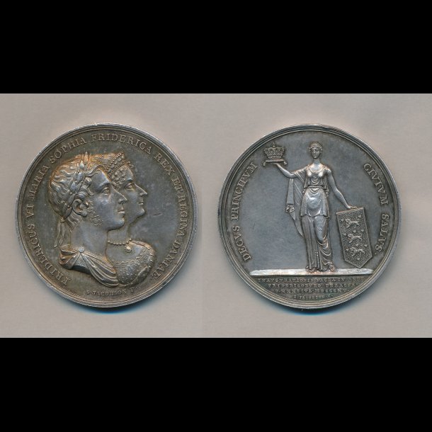 1815, Frederik VI, slvmedalje af S. Jacobson, 01, Bergse 77, fin patina,
