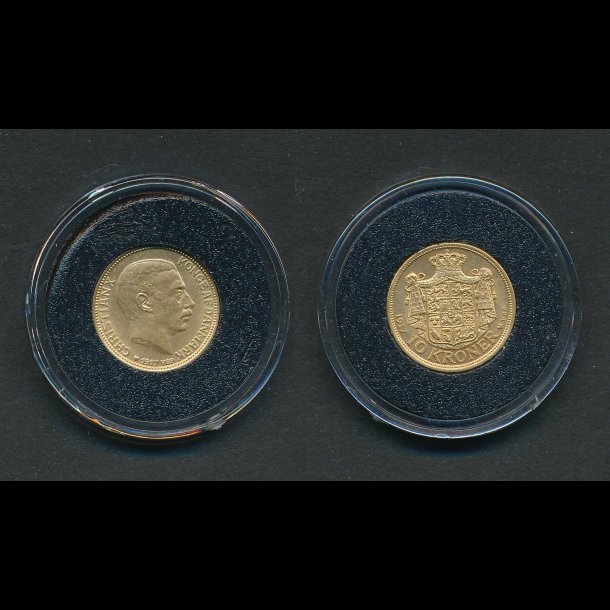 1917, Christian X, 10 kroner, 01, guldmnt,