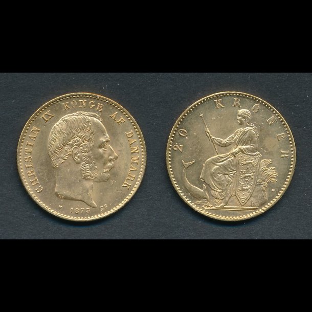 1873, Christian IX, 20 kroner, 0 / 01, guldmnt,