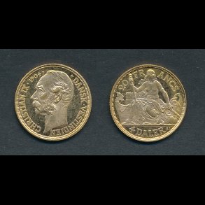 1904, Dansk Vestindien, 20 franc / 4 daler, 0 /M,  guldmnt, 