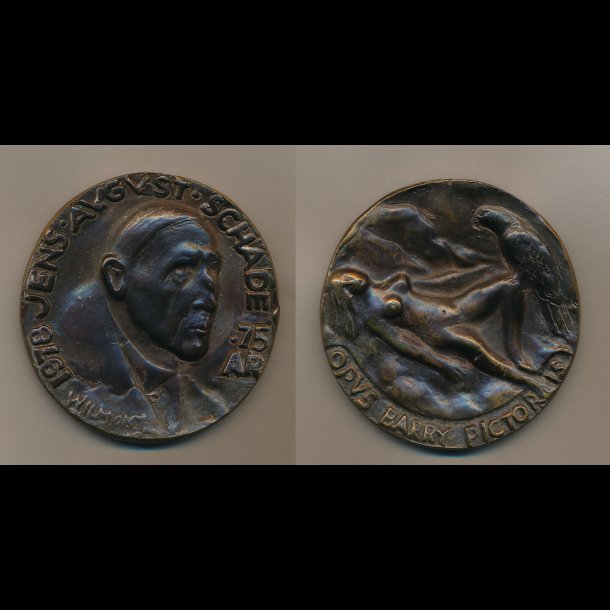 1978, Jens August Schade, medalje, bronce, udfrt af Barry Lereng Wilmont, original hvis ske,