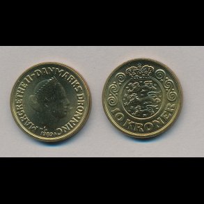 1989, 10 kroner, fra ruller, begr�nset lager,