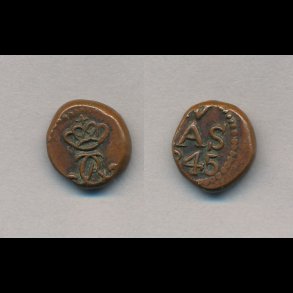 1845, Trankebar, Christian VIII, 4 kas, kobber, Sieg 91,1 - 91,2,