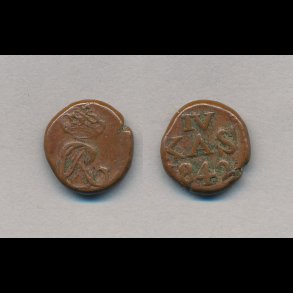 1842, Trankebar, Christian VIII, 4 kas, kobber, Sieg 91,1 - 91,2, a,