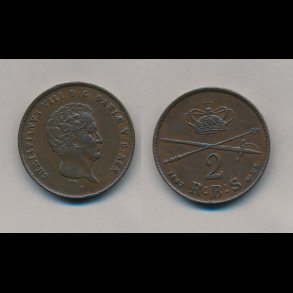 1842, Christian VIII, 2 skilling, Sieg 5,
